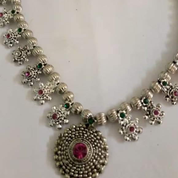 Handmade Jewelry Set, Tribal Ethnic Jewelry Set, Long Pendant Necklace - Picture 4 of 10